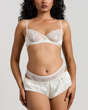 Mother Of Pearl Lace & Satin Balcony Bra