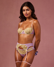 Love Hearts Embroidered Soft Stretch Mesh Balcony Bra