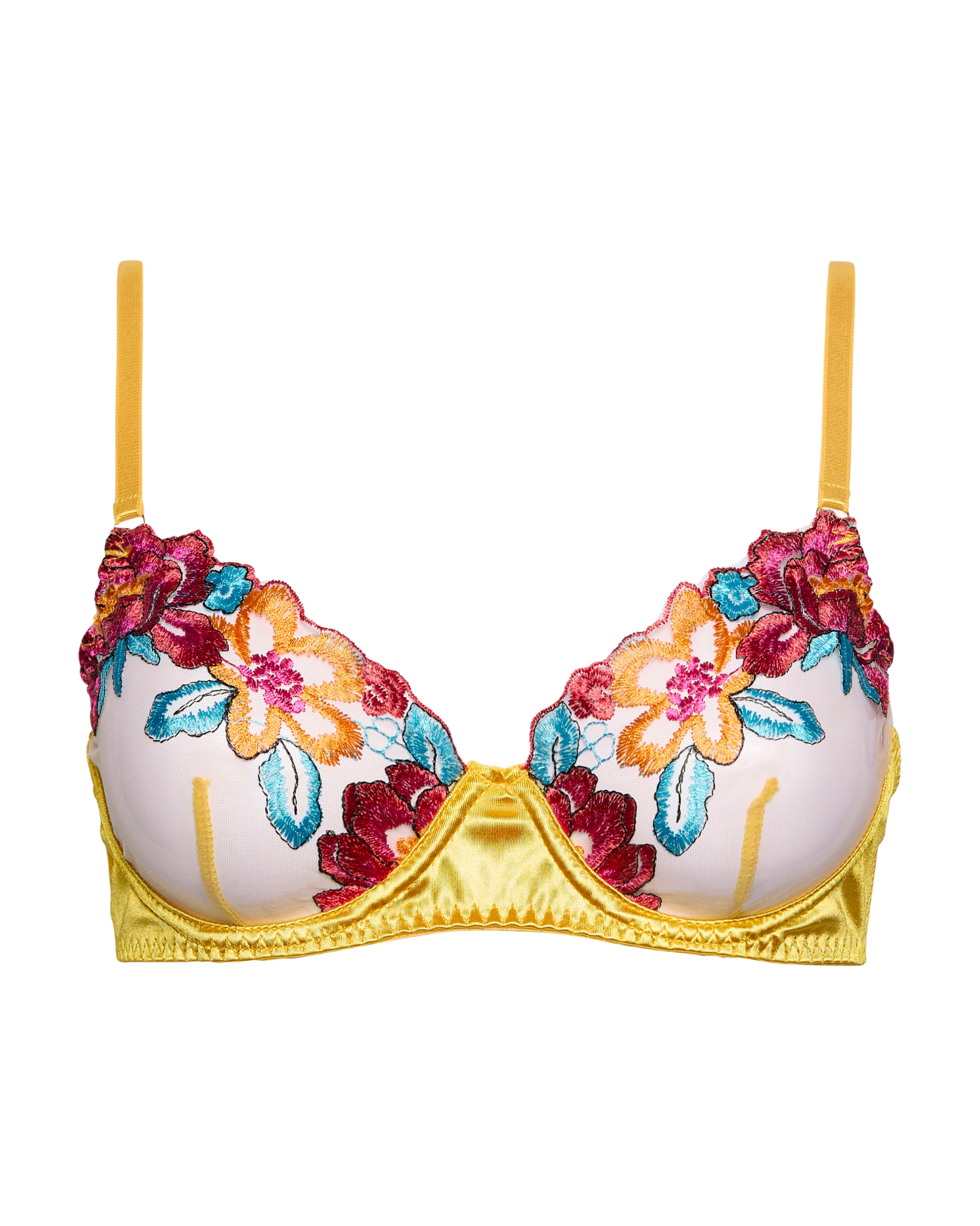 Honey Glow Embroidered Mesh Balcony Bra