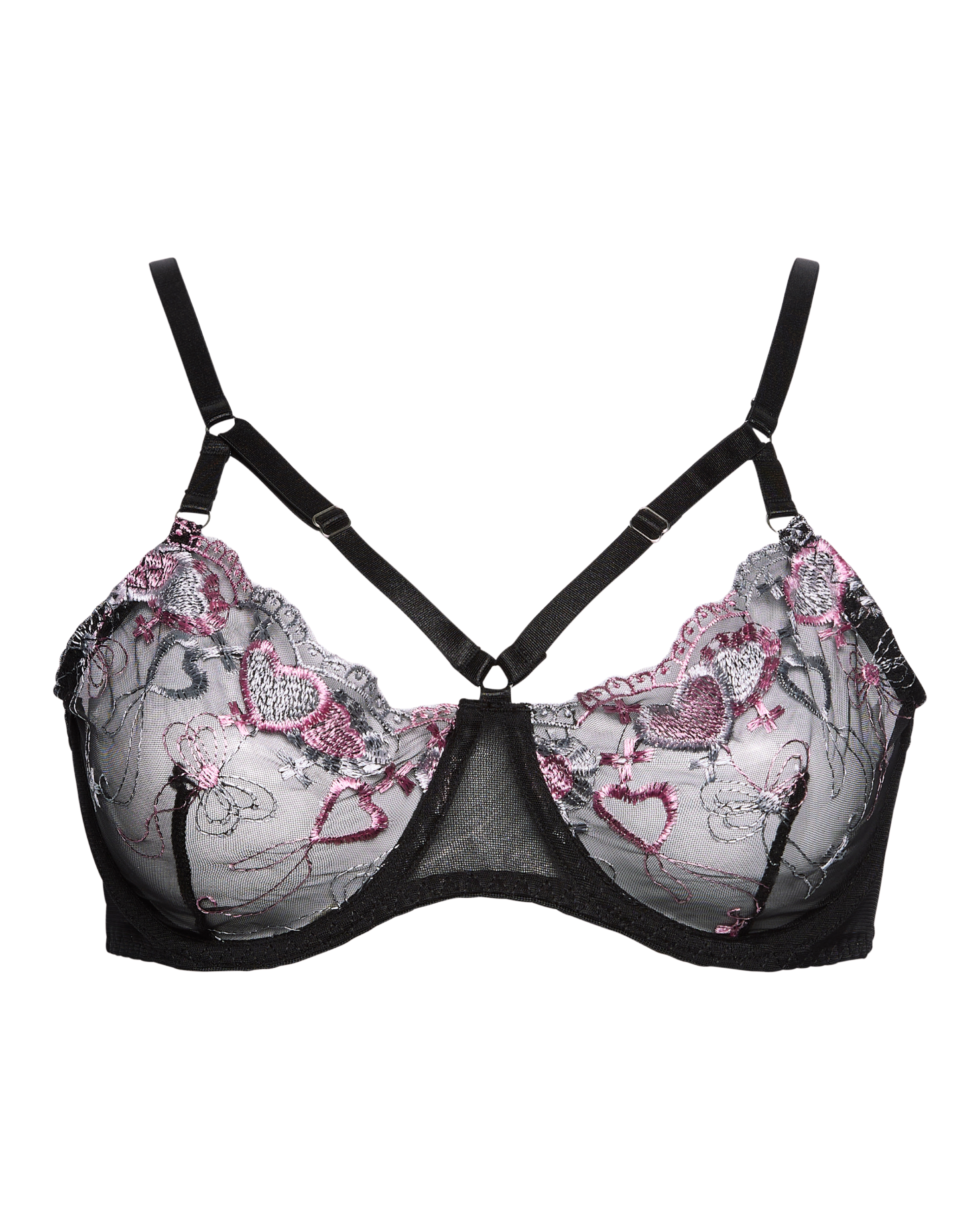 Mystic Blush Embroidered Mesh Bra