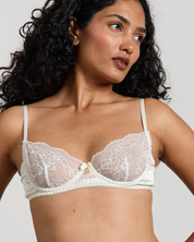 Mother Of Pearl Lace & Satin Balcony Bra