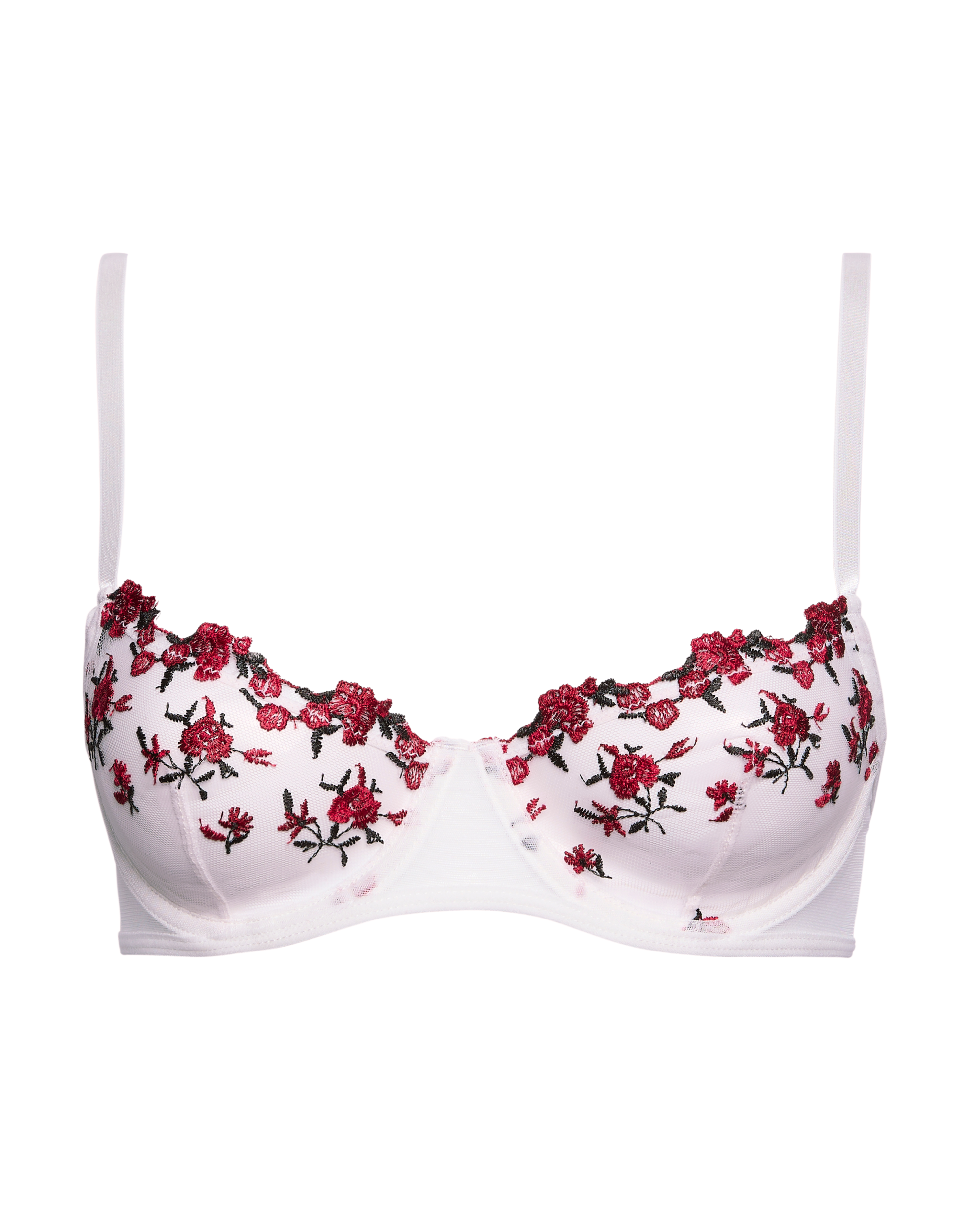 City of the Rose Embroidered Mesh Balcony Bra